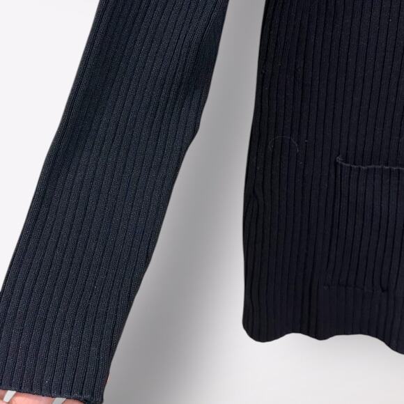 Rena Rowan Petite Large‎ Ribbed Knit Black Sweater Full Zip Holiday Retro Y2K - Picture 3 of 6